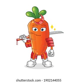 carrot samurai cartoon. cartoon mascot vector