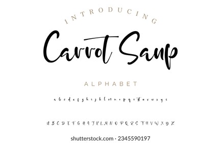 Carrot Saup Hand drawn vector alphabet. Modern monoline signature script font. Chloe Signature Font