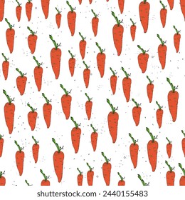 Karotte nahtlose Illustration. Landwirtschaftliche Musterprodukte. Druck zum Verpacken von Papier. Textilien, Vorbereitung für Designer