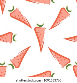 Carrot seamless pattern. Carrots in cartoon style, hand-drawn on a white background.