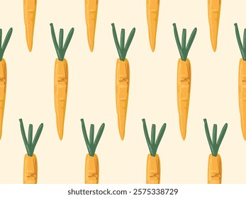 Carrot seamless pattern. Food background, outline vegetable background with hand drawn vector illustration