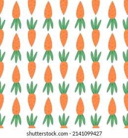 Carrot seamless pattern. Happy Easter background. Vector illustration for the design of fabric, gift paper, children s clothing, textiles, card