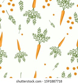 Carrot seamless pattern. Carrot on a white background. Vector graphics.