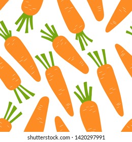 Carrot seamless pattern. Orange vegetable. Hand drawn doodle vector sketch. Healthy food. Vegetarian product. Vegan menu