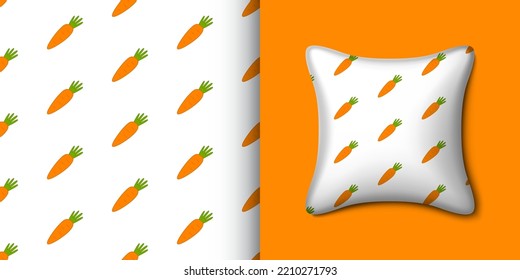 Carrot seamless pattern with pillow. Vector illustration