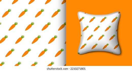 Carrot seamless pattern with pillow. Vector illustration
