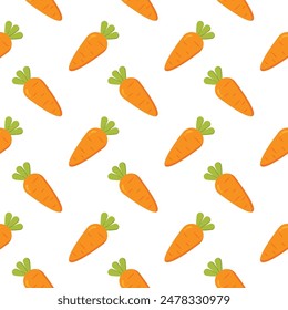 Carrot seamless pattern vector cartoon illustration. Simple modern vegetable icon, healthy veggie drawing in flat design style on white background.