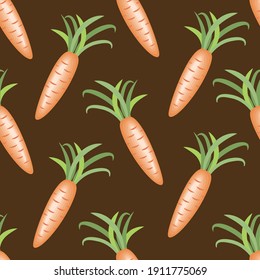 Carrot seamless pattern. Vector tewture of fresh root vegetable.