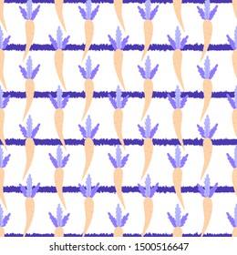 Carrot seamless vector background with stripes. Design for fabric, wrapping, textile, wallpaper, apparel.

