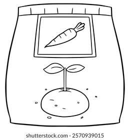 carrot seed pack illustration hand drawn outline vector