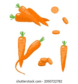 Carrot, Set of carrot isolated on white background, Vector illustration.