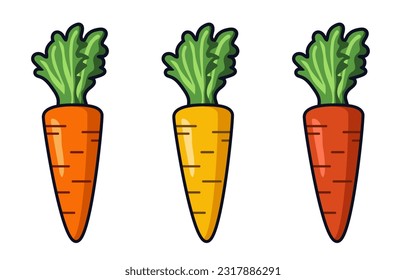Carrot set. Vector cartoon clipart isolated on white background.
