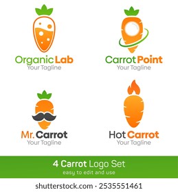 Carrot Shape Logo Template Set. Good for Business, Agency, Community and Organization