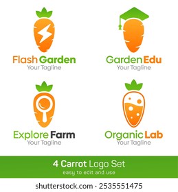 Carrot Shape Logo Template Set. Good for Business, Agency, Community and Organization