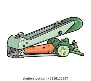 carrot in sharp cutting blade icon isolated
