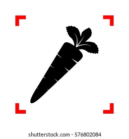 Carrot sign illustration. Black icon in focus corners on white background. Isolated.