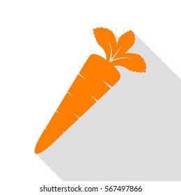 Carrot sign illustration. Orange icon with flat style shadow path.