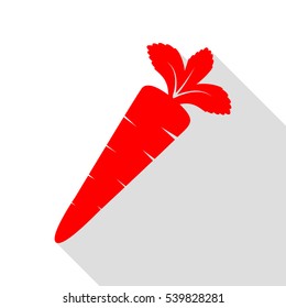 Carrot sign illustration. Red icon with flat style shadow path.