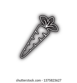 Carrot sign illustration. Vector. Double contour black icon with soft shadow at white background. Isolated.
