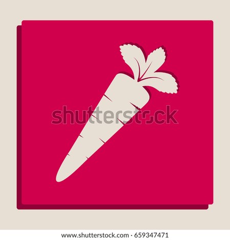 Carrot sign illustration. Vector. Grayscale version of Popart-style icon.
