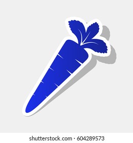 Carrot sign illustration. Vector. New year bluish icon with outside stroke and gray shadow on light gray background.