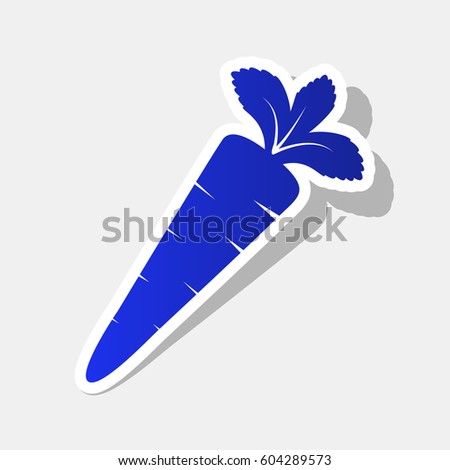 Carrot sign illustration. Vector. New year bluish icon with outside stroke and gray shadow on light gray background.