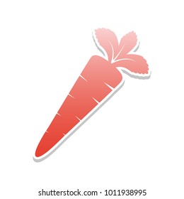 Carrot sign illustration. Vector. Reddish icon with white and gray shadow on white background. Isolated.