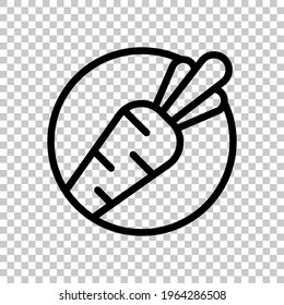 Carrot, silhouette of food, simple icon. Black editable linear symbol on transparent background