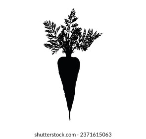 Carrot silhouette vector icon isolated on white background.