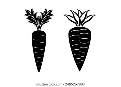 Carrot silhouette vector with white background 