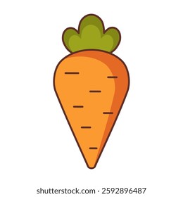 Carrot in simple cartoon style isolated vector illustration. Vegetable icon or logo. Organic healthy food natural clipart element. Farmers market or grocery store produce. Farm harvest.