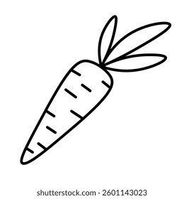 A carrot with a simple hand-drawn outline. A cute and playful spring design for Easter.
