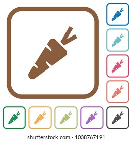 Carrot simple icons in color rounded square frames on white background