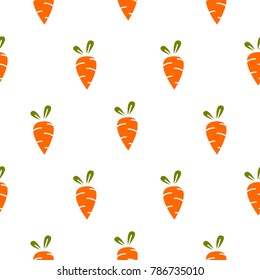 Carrot simple repeat seamless vector pattern. Food background.