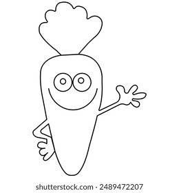 Carrot single line art, continuous one line drawing of  Isolated outline vector art

