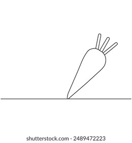 Dibujo de una sola línea de Zanahoria, dibujo continuo de una línea de Arte vectorial de contorno aislado


