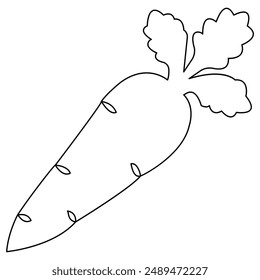 Carrot single line art, continuous one line drawing of  Isolated outline vector art

