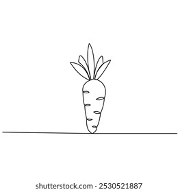 Carrot arte de una sola línea, dibujo continuo de una línea de Vector de contorno aislado icono 