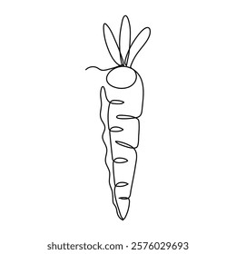 Carrot single line art continuous one line drawing of Isolated outline vector art
