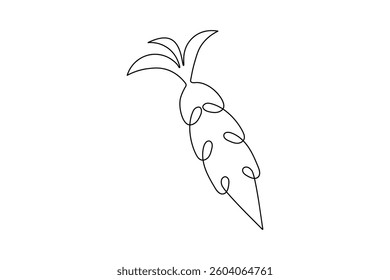 Carrot single line art continuous one line drawing of Isolated outline vector icon