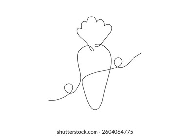 Carrot single line art continuous one line drawing of Isolated outline vector icon