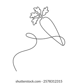 Carrot single-line art creatively captures the essence of a carrot with a single, flowing line, symbolizing both simplicity and natural beauty.