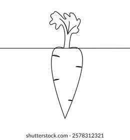 Carrot single-line art creatively captures the essence of a carrot with a single, flowing line, symbolizing both simplicity and natural beauty.