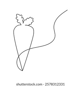 Carrot single-line art creatively captures the essence of a carrot with a single, flowing line, symbolizing both simplicity and natural beauty.