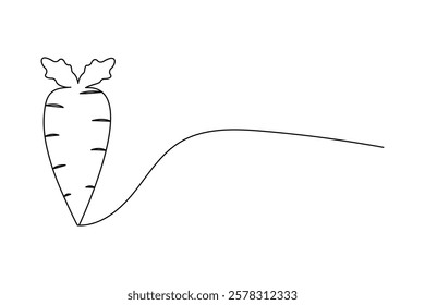 Carrot single-line art creatively captures the essence of a carrot with a single, flowing line, symbolizing both simplicity and natural beauty.