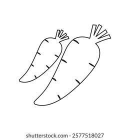 Carrot single-line art elegantly depicts the shape of a carrot with a single continuous line, highlighting its natural form and simplicity