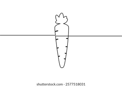 Carrot single-line art elegantly depicts the shape of a carrot with a single continuous line, highlighting its natural form and simplicity