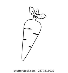 Carrot single-line art elegantly depicts the shape of a carrot with a single continuous line, highlighting its natural form and simplicity