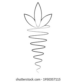 Carrot. Sketch. Delicious root vegetable drawn by line. Fluffy foliage. Vector icon. Black and white logo. Vegan food. A healthy vegetable. Harvesting. Carrot pictogram. Organic product. 