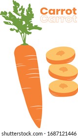 Carrot and Slice Carrot on White background Vector, Illustration.